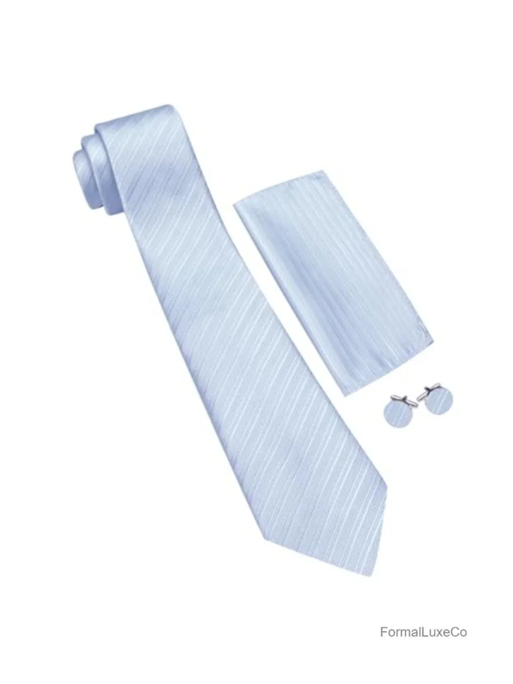 Silk Blend Tie Set with Pocket Square & Cufflinks Business Wedding